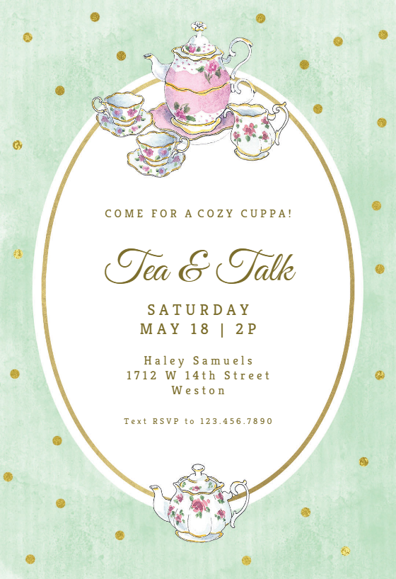Tea Party - Party Invitation Template (Free) | Greetings Island